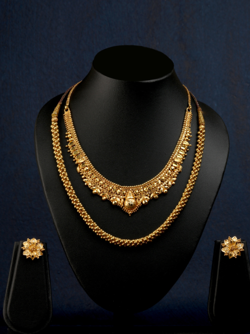 Golden Necklace and Earrings Set