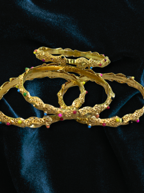 Multicolor Golden Bangle Set