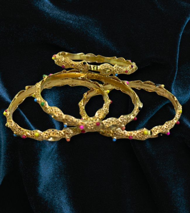 Multicolor Golden Bangle Set