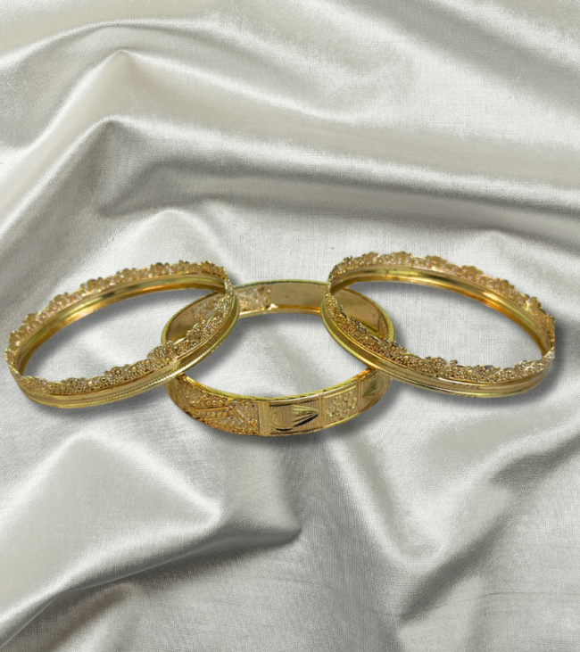 Triple Golden Bangle Set