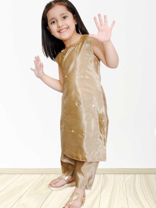 Golden Raw Silk Dress