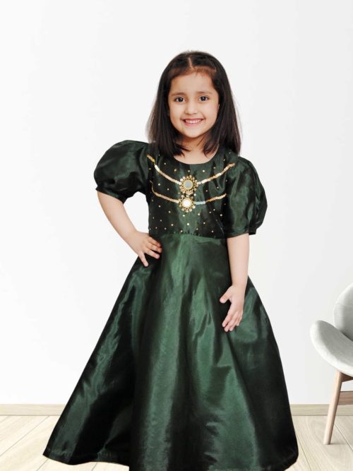 Green Raw Silk Dress
